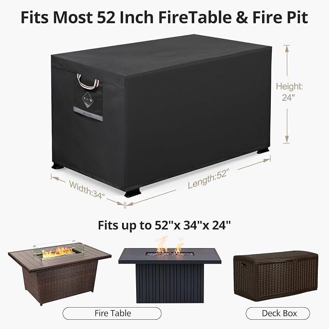 Gas Fire Pit Cover Rectangular 50, 52 Inch - Image 2