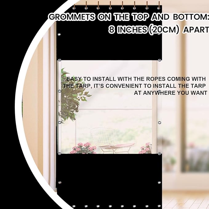 20 Oz Outdoor Vinyl Curtain, Outdoor Clear Panel Curtain, Weather Resistant - Image 3