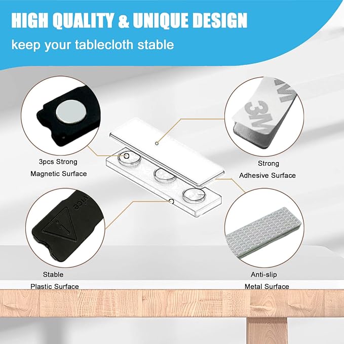 Tablecloth Clips for Thick Tables 6 Pack, Invisible Magnets Picnic Table Cloth - Image 4