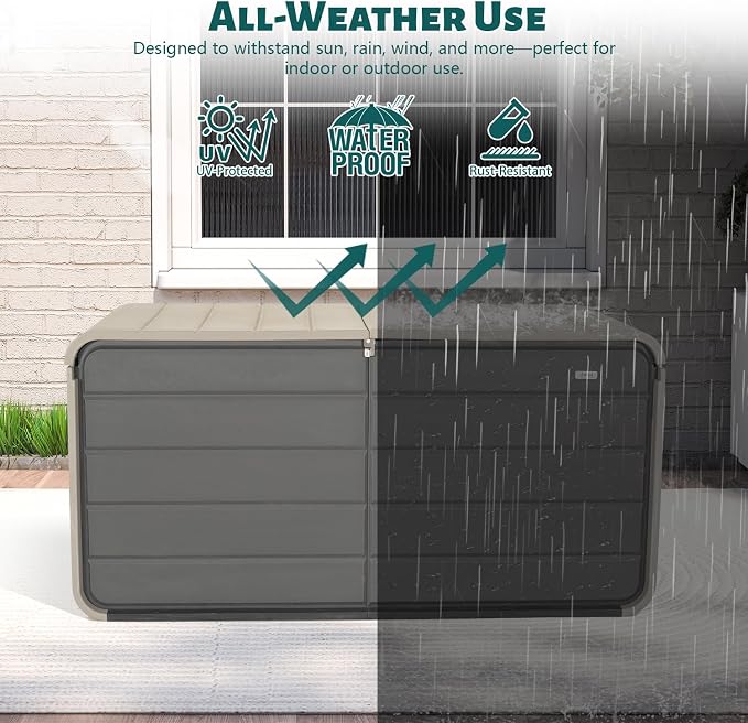 Domi 260 Gallon Outdoor Storage Box – Waterproof, UV-Resistant Deck Box - Image 8