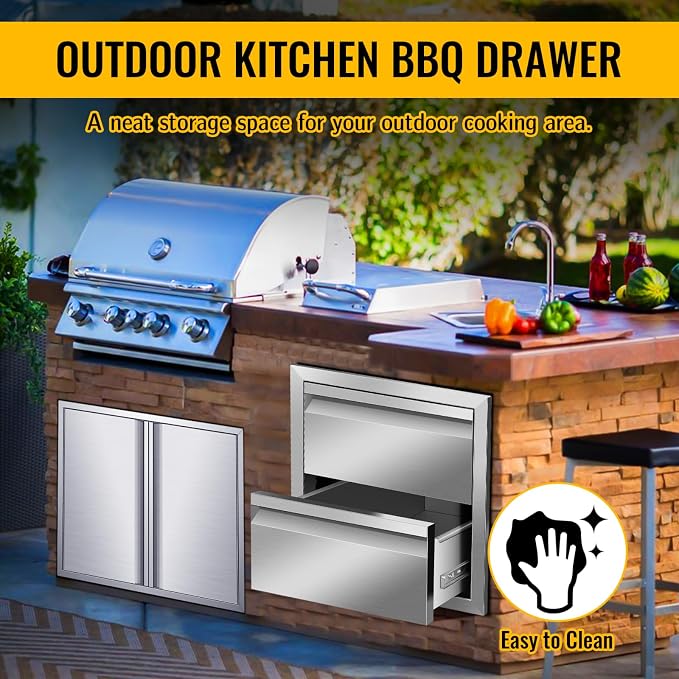 Outdoor Kitchen Drawers, Flush Mount Triple Access BBQ Drawers - Image 6