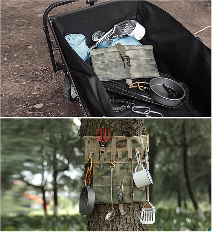 Camping Tableware Bag Travel Cooking Utensils Organizer Carry Case Picnic Roll - Image 4