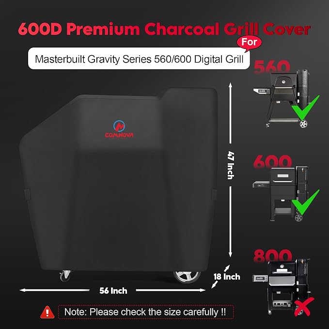 Comnova Grill Cover for Masterbuilt Gravity Series 560/600 Digital Charcoal - Image 2
