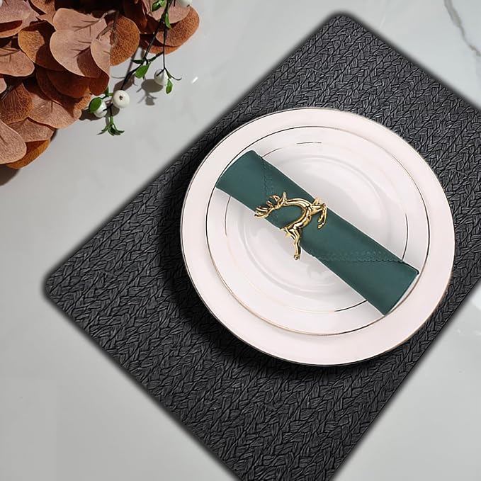 PIGCHCY Waterproof PVC Place Mats Set of 6, Non-Slip Faux Leather Placemats - Image 4