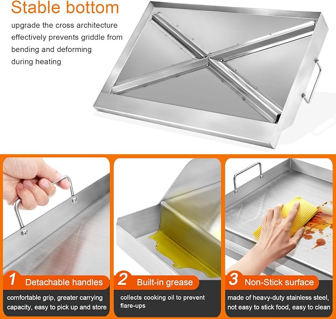 GGC Universal Griddle for Gas Grills, Stainless Steel Griddle for Camping Stove - Image 3