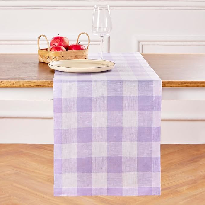 Solino Home Linen Checkered Table Runners 72 Inches Long by SolinoHome