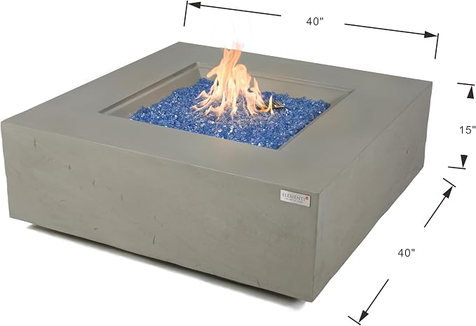 Elementi+ | Capertee Gas Fire Pit Cast Concrete 40" Square Fire Table, Outdoor - Image 2