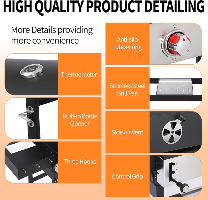 Propane Gas and Charcoal Grill Combo | Griddle Grill - Image 8
