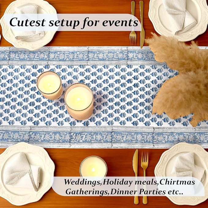 CPC Cotton Table Runner 16x60 Inch Block Printed Long Fall Table Runner - Image 5