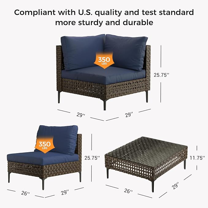 Grand patio 7-Piece Wicker Patio Furniture Set, Retro Outdoor Conversation Set - Image 9