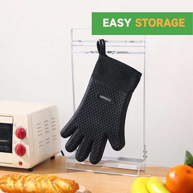 GEEKHOM Silicone Oven Gloves Heat Resistant BBQ Gloves - Image 7