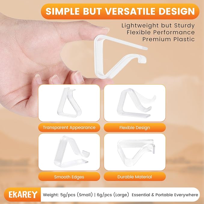 24 Pieces Clear Tablecloth Clips, Durable Plastic Table Cover Holders, - Image 8