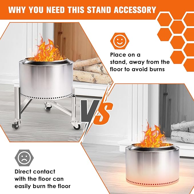 Universal Firepit Stand for 15" 17" 19.5" 22" 25" 27" FirePit, Stainless Steel - Image 5