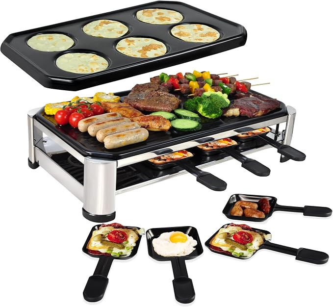 TAMARIT 8-Person Raclette Grill, Electric Party Griddle - Image 3