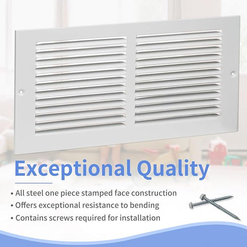12"W x 6"H Steel Return Air Grille, Air Return Vent Cover - Image 2