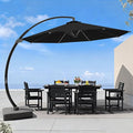 7 Piece Patio Dining Set with 11ft Patio Umbrella, 7 Black Outdoor HDPE Dining by Unknown