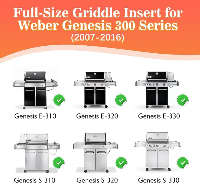 Full Size Griddle for Weber Genesis 300 Grill E310, E320-6788 Full Size Griddle - Image 2