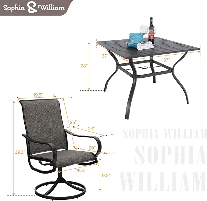 Sophia & William Outdoor Dining Set Patio Dining Set - Image 7