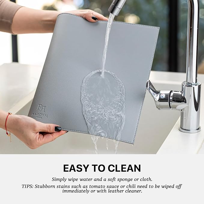 Faux Leather Placemats Set of 8 Vinyl Washable Wipeable Table Mats - Image 4