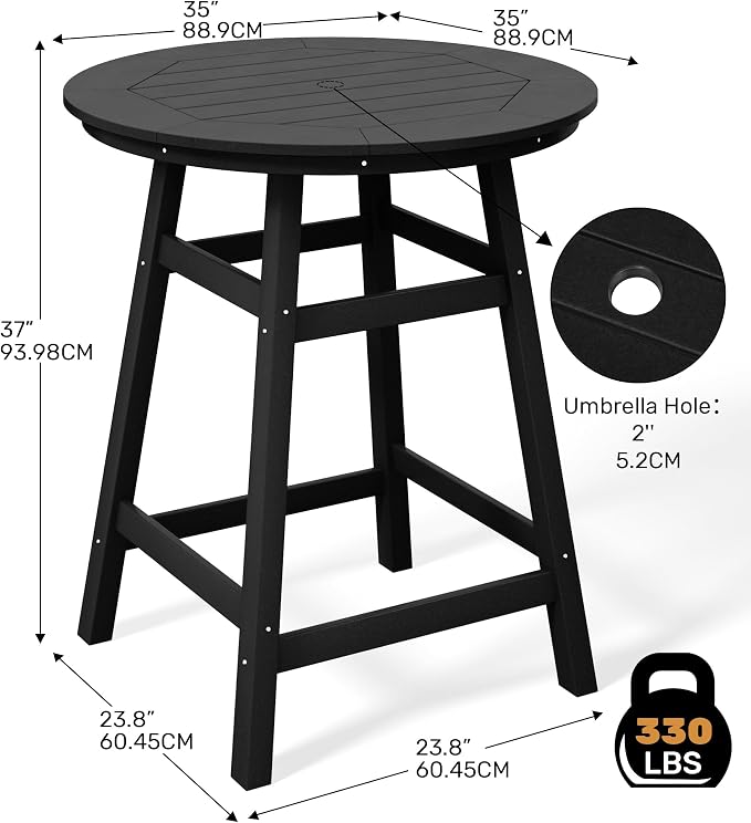 Costaelm Patio Bistro Table, Outdoor Bistro Dining Pub Table - Image 3