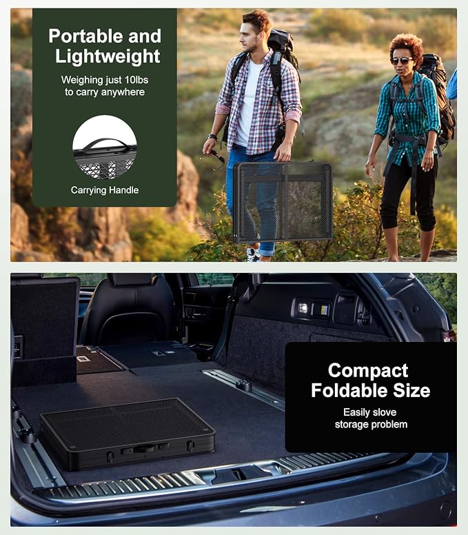 Foldable Grill Table with Mesh Desktop, 200lbs 3Ft Portable Folding Table - Image 5