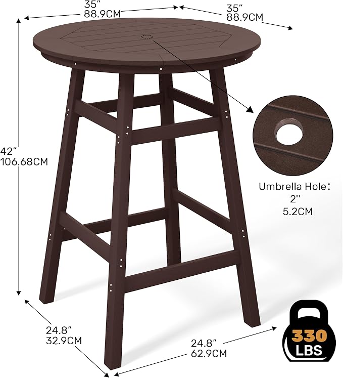Costaelm Patio Bistro Table, Outdoor Bistro Dining Pub Table - Image 3