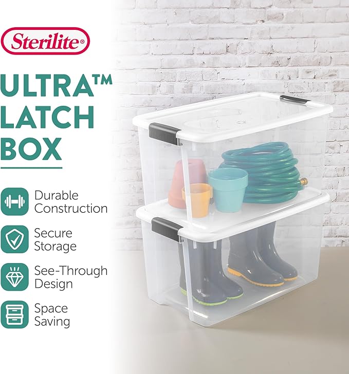 Sterilite 8 Pack Ultra Storage Totes, Lidded Plastic Containers, 116 Qt and 70 - Image 4