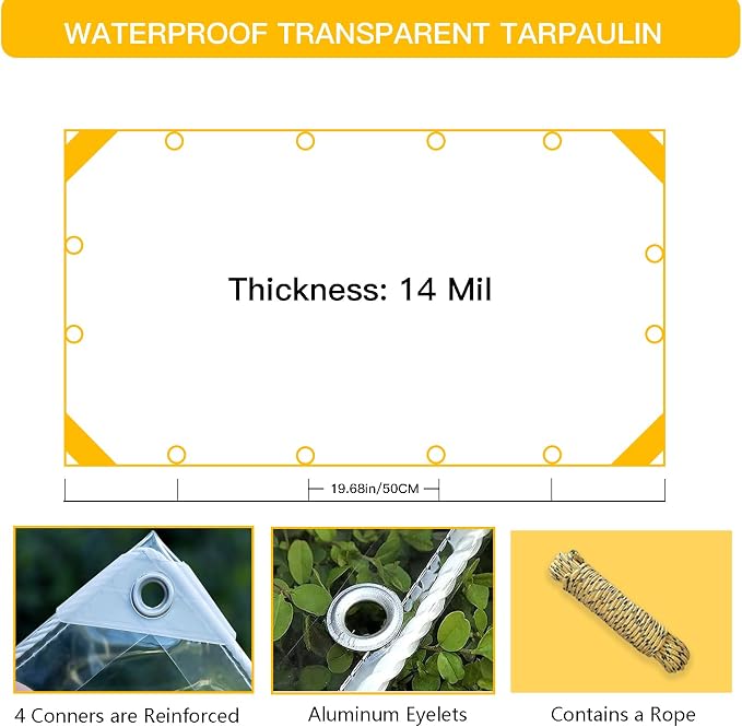 Clear PVC Vinyl Tarp Clear Tarps，Clear - Image 7