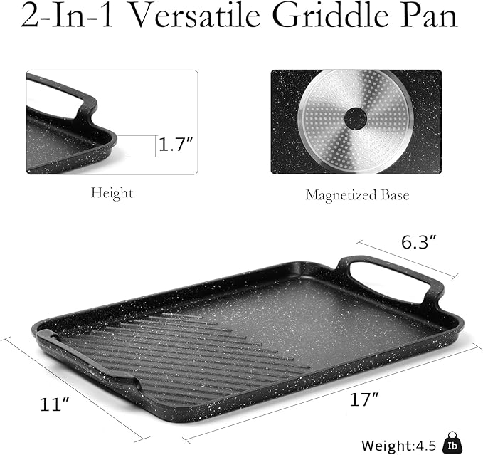 ESLITE LIFE 11" x 17" Nonstick Grill Pan - Image 2