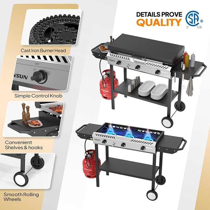 ROVSUN 2-in-1 Propane Stove & 33'' Griddle Combo - Image 2