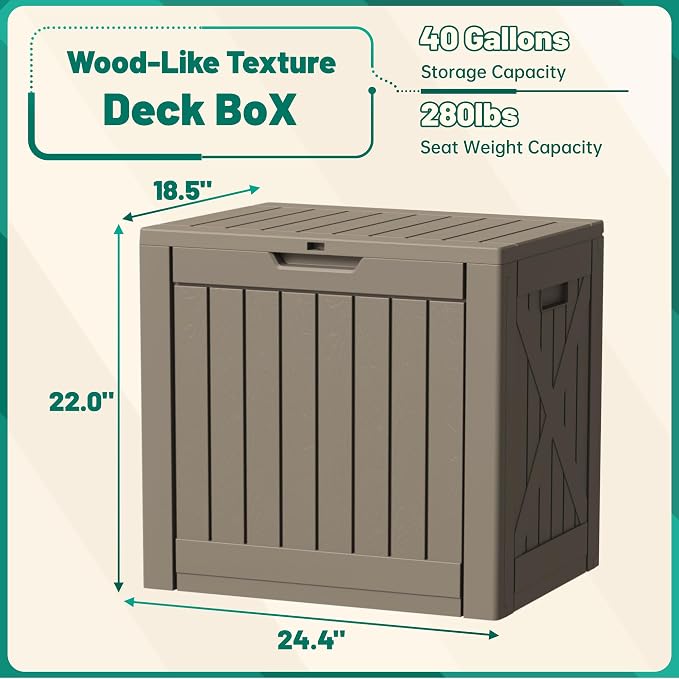 Devoko 40 Gallon Deck Box Outdoor Storage Box Waterproof - Image 7