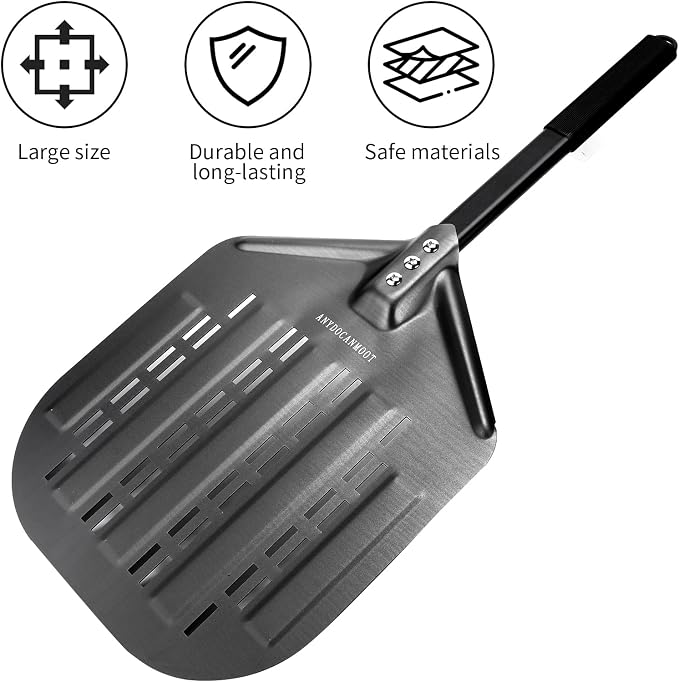 Perforated Pizza Peels 6 INCH pizza spatula paddle Long Handle Metal Pizza - Image 2