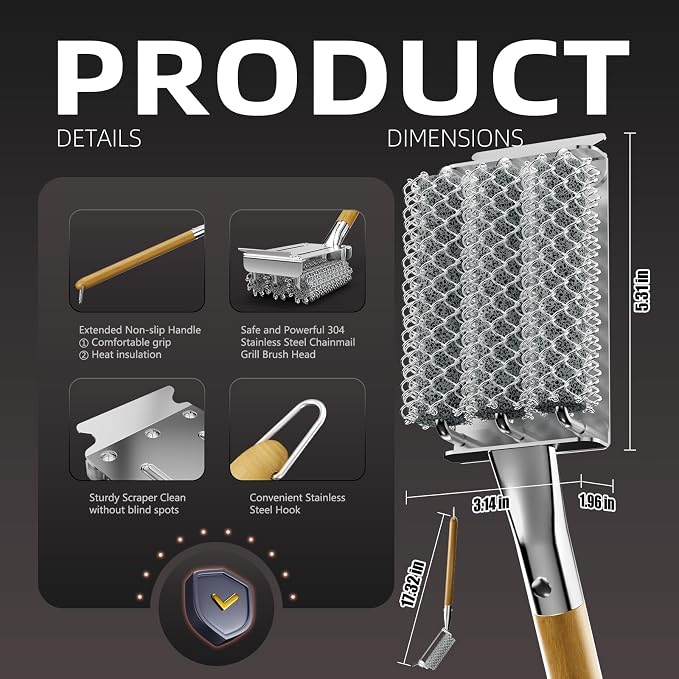 HOUSE AGAIN Grill Brush Bristle Free + Collapsible Water Bucket, Safe BBQ - Image 2