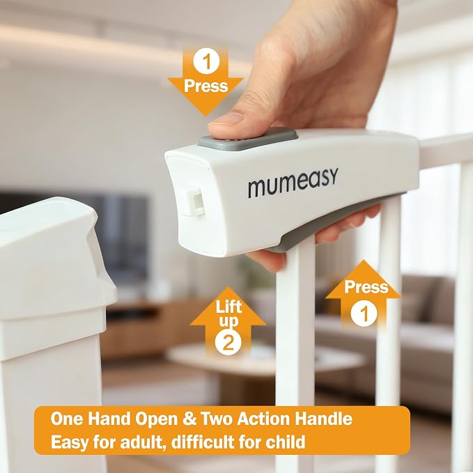 Mumeasy 29.6-46" Baby Gate for Stairs, Pressure Mounted Dog Gate for Doorways - Image 6