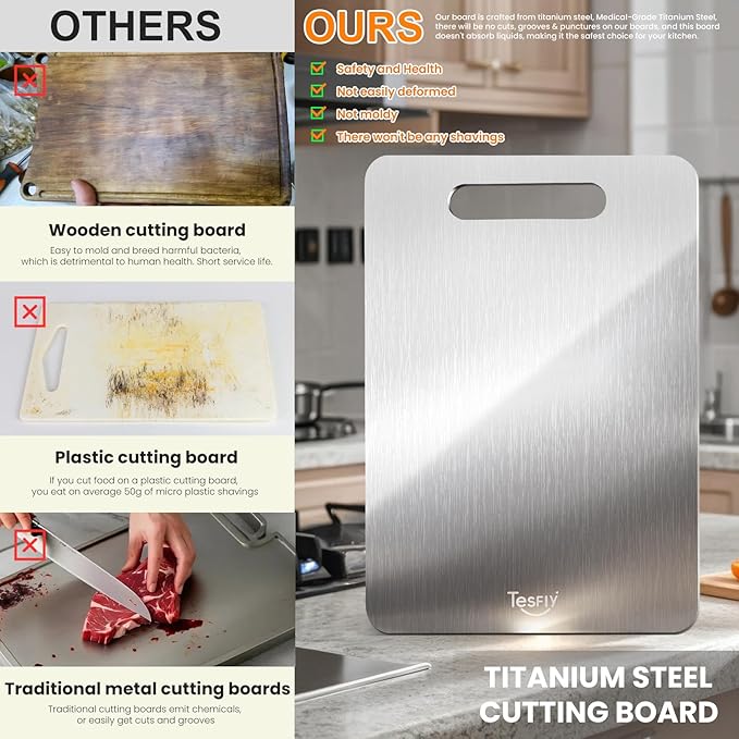 2 Pack Titanium Cutting Board-100% Pure Titanium Cutting Boards - Image 2