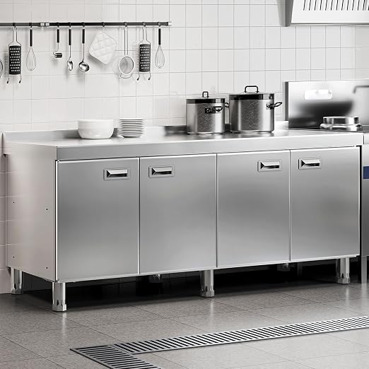KINGBO 66.9" Stainless Steel Table Cabinet Heavy Duty Prep Table - Image 3