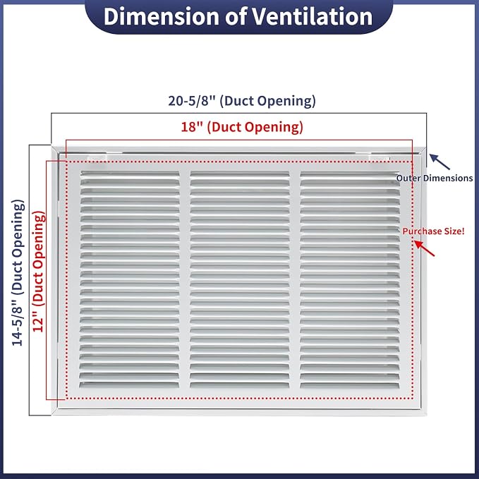 18"W x 12"H Steel Return Air Filter Grille - Image 2