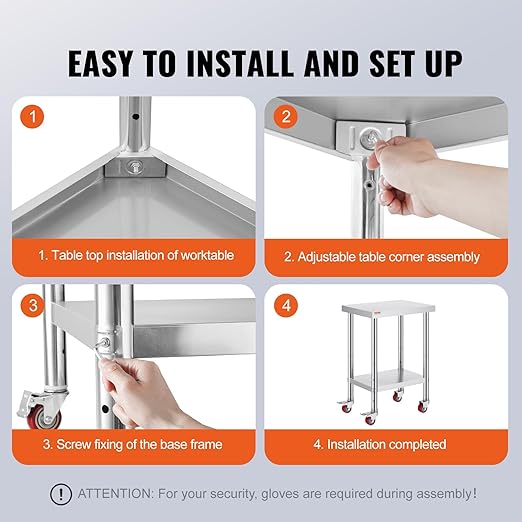 Mophorn 24x18x34 Inch Stainless Steel Work Table 3-Stage Adjustable Shelf - Image 6