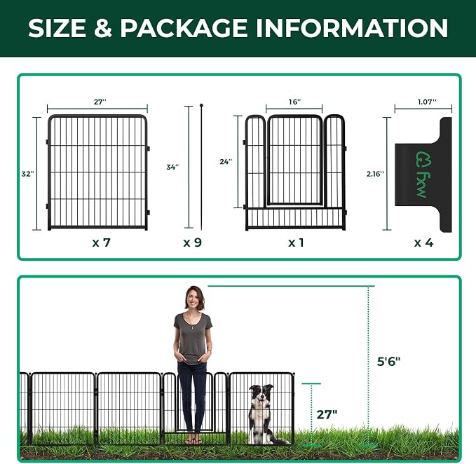 FXW Garden Fence Outdoor for The Yard – 32in x 18.2ft Heavy Duty Metal Animal - Image 2