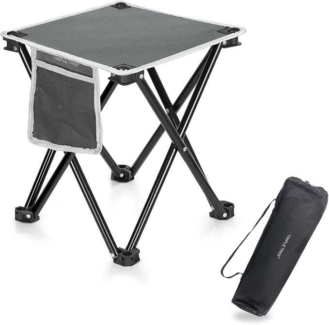 Triple Tree 1 Pack Folding Camping Stool, 13.8 Inch Small Portable Lightweight by Zaboro