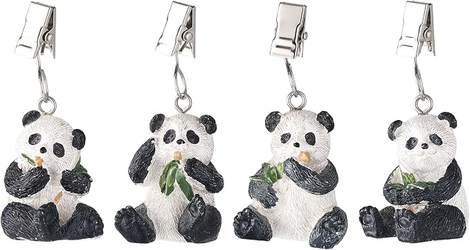 TwoFish Home Set of 4 Panda Resin Tablecloth Weights Clips Panda Handicraft by TwoFishHomeFashionLLC