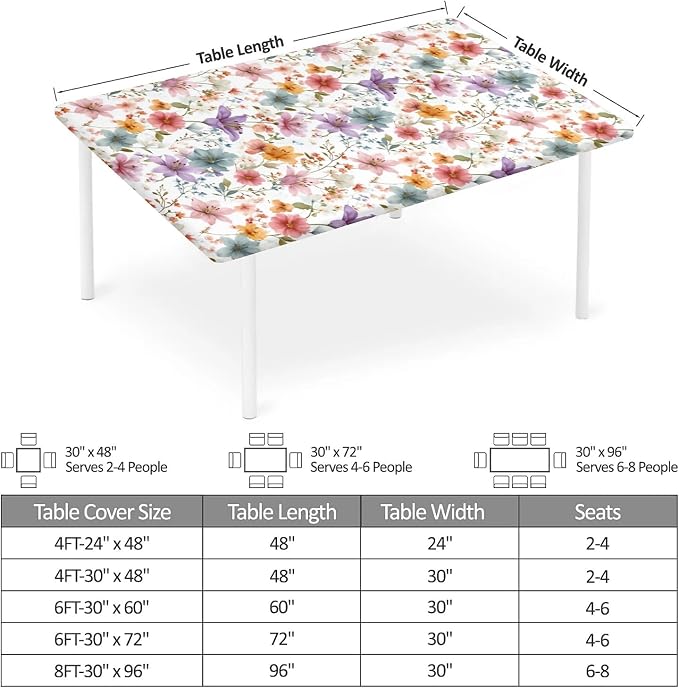 Rectangle Table Cloth Cover Waterproof Elastic Fitted Polyester Fitted - Image 2