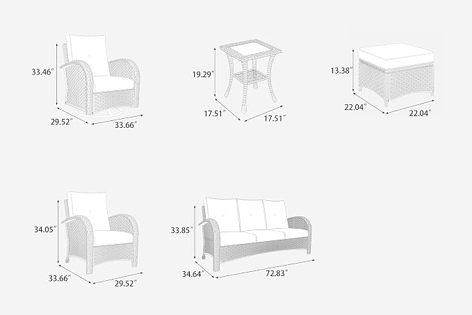 LayinSun 9 Pieces Outdoor Patio Furniture Set, Rattan Wicker Sectional Swivel - Image 9