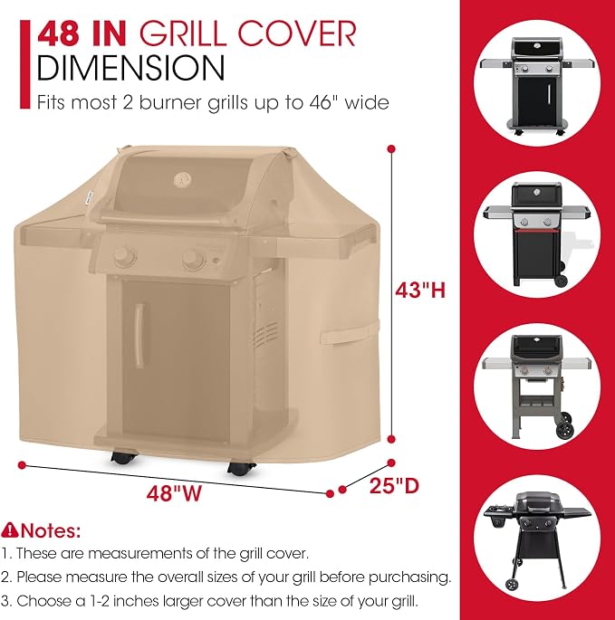 Unicook BBQ Grill Cover for Outdoor Grill 48 Inch, Heavy Duty Waterproof 2 - Image 2