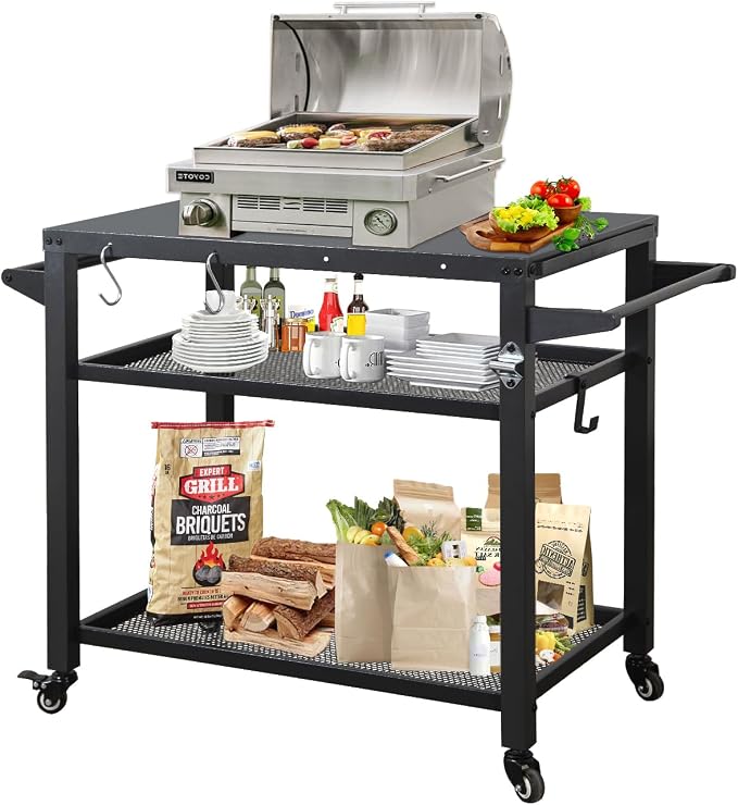 Domi 3-Tier Outdoor BBQ Grill Cart - Image 3