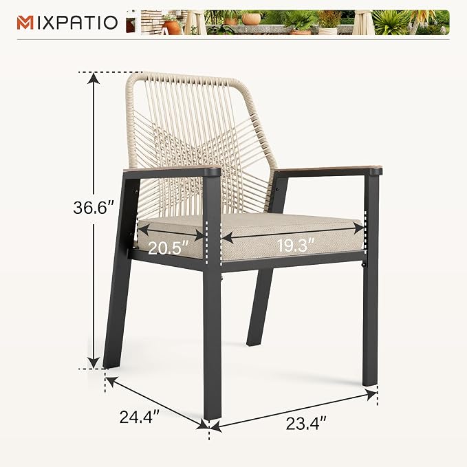 Patio Wicker Chair Sets of 2, Outdoor Dining Chairs - Image 6