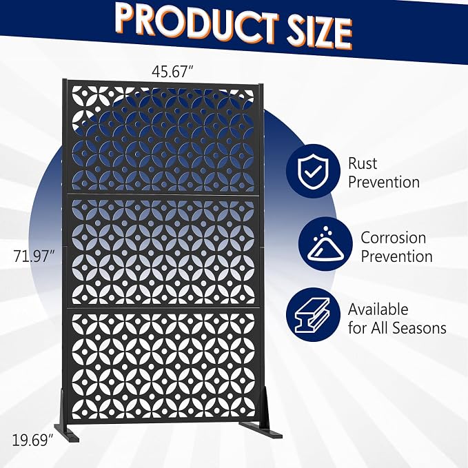 Metal Privacy Screen Outdoor, Decorative Privacy Panels Shield - Image 2