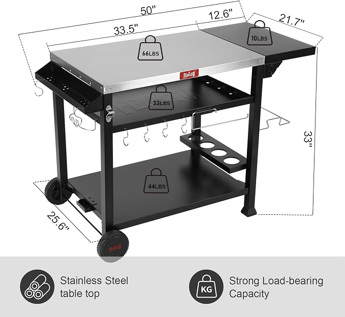 Outdoor Grill Table Cart, Pizza Oven Stand - Image 2
