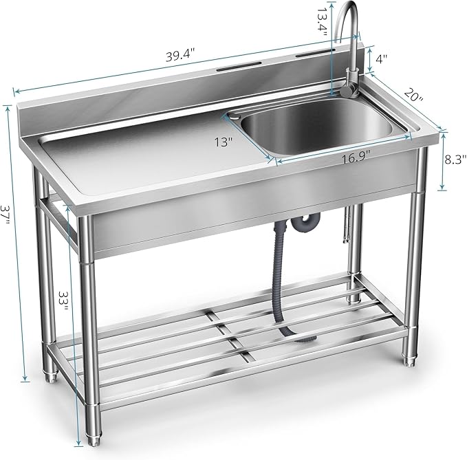 Stainless Steel Sink, Free Standing Kitchen Sink - Image 2