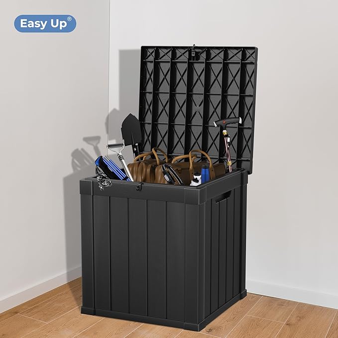50 Gallon Deck Box, Resin Outdoor Indoor Waterproof Storage Box, Lockable - Image 5